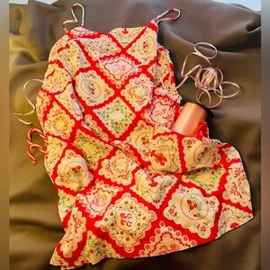 Floral Patterned Red Dress